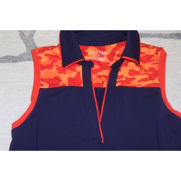 KINONA Sleeveless Golf Dress in Navy Blue with Orange XS - Picture 2 of 4